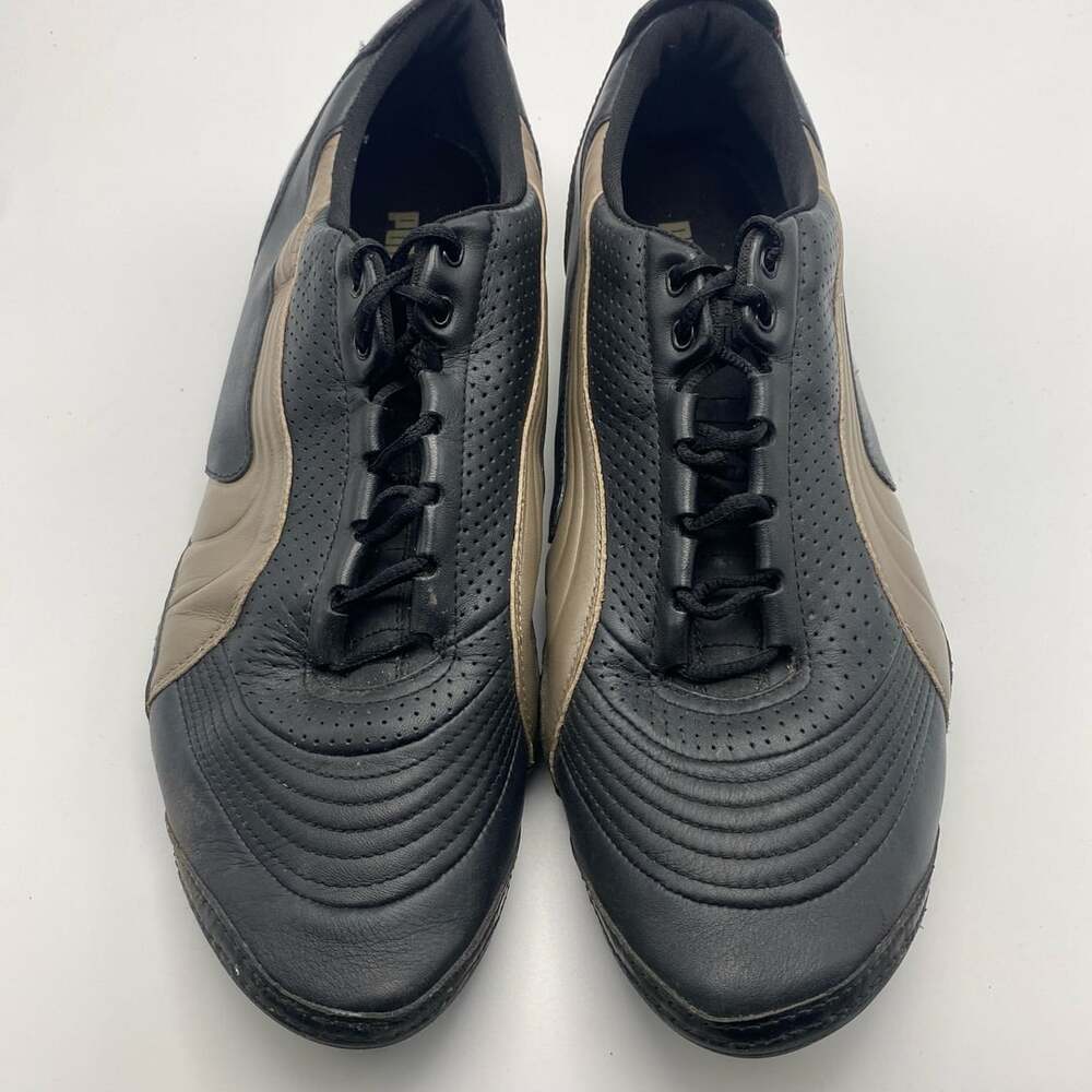Puma Black and Tan Leather Sneakers (R1015)